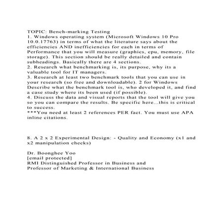 TOPIC Bench-marking Testing1. Windows operating system (Microso.docx