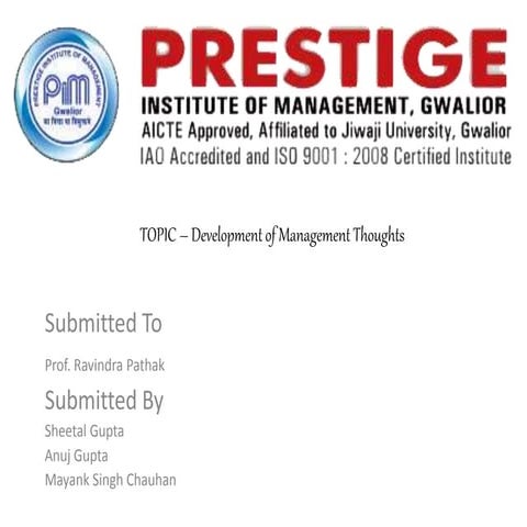 Topic – development of management thoughts