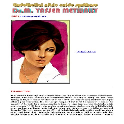 Topic of the month.... Endothelial nitric oxide synthase (eNOS) And Stroke: P...