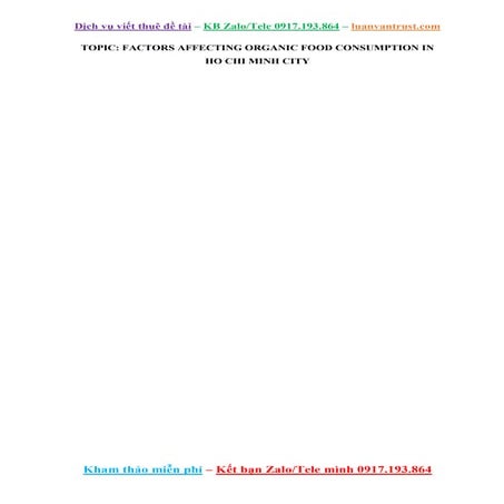 Topic Factors Affecting Organic Food Consumption In Ho Chi Minh City.docx