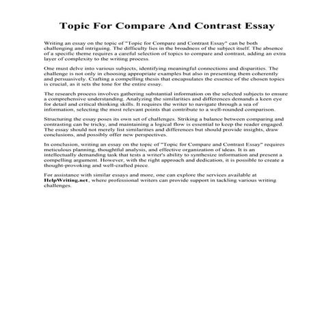 Topic For Compare And Contrast Essay.pdf