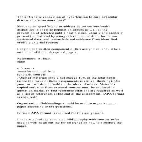 Topic Genetic connection of hypertension to cardiovascular disease .docx
