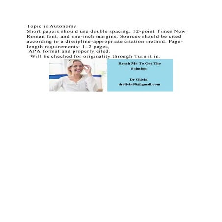 Topic is AutonomyShort papers should use double spacing, 12-point .docx