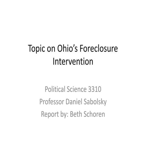 Topic on ohio’s foreclosure intervention