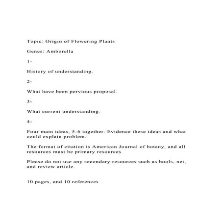 Topic Origin of Flowering PlantsGenes Amborella1-.docx