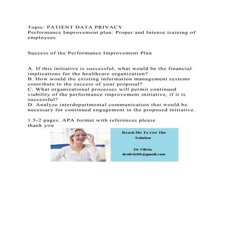 Topic PATIENT DATA PRIVACYPerformance Improvement plan Proper an.docx