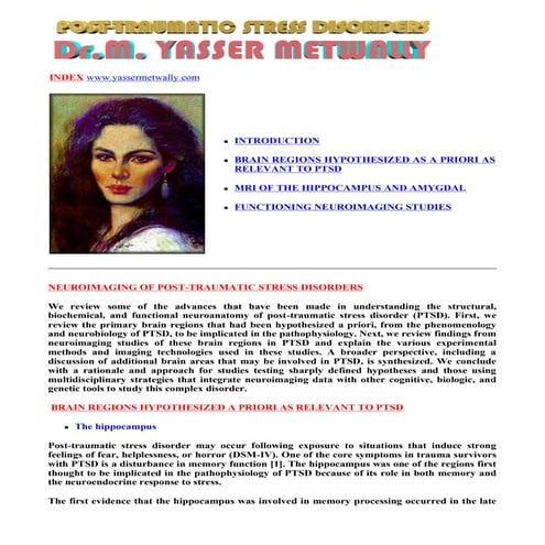 Topic of the month....Neuroimaging of posttraumatic stress disorders