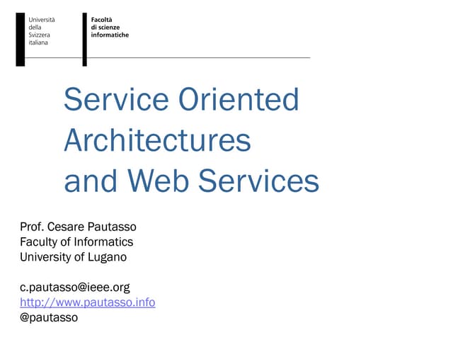 Service Oriented Architectures and Web Services