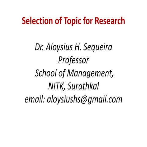 Topic selection slide share
