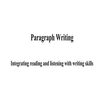 Topic Sentence / paragraph writing pdf..