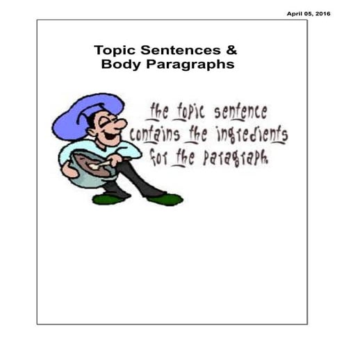 Topic sentences &amp; body paragraphs 