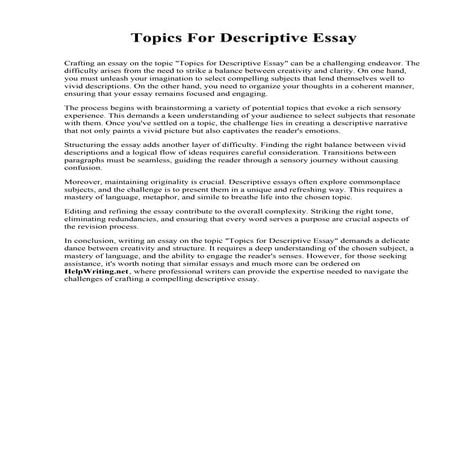 Topics For Descriptive Essay. Indiana University Bloomington