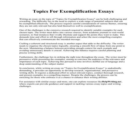 Topics For Exemplification Essays