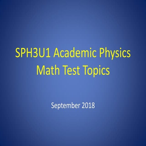 Topics for math test 2018