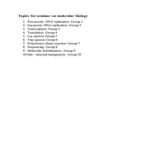 Topics for seminar on molecular biology | DOCX