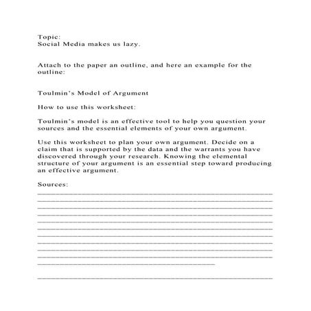 Topic Social Media makes us lazy.Attach to the paper an out