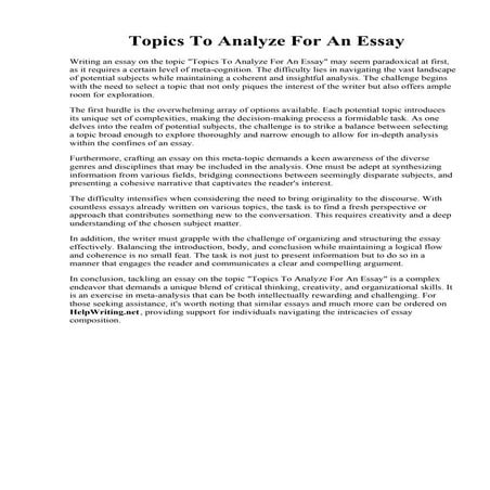 Topics To Analyze For An Essay.pdf