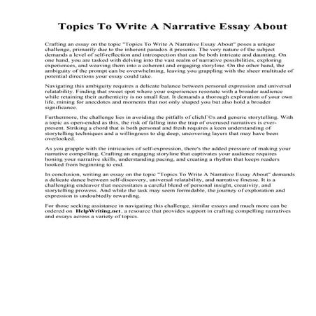 Topics To Write A Narrative Essay About