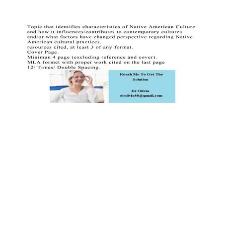 Topic that identifies characteristics of Native American Culture and.docx
