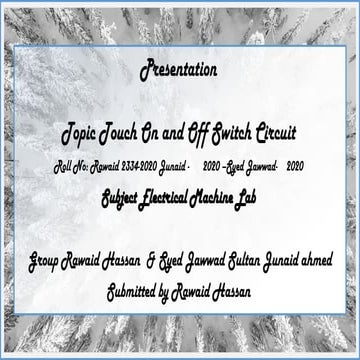 Topic touch on and off switch circuit electrcal machine 2
