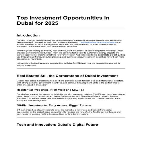 Top Real Estate Developers in Dubai | Dubai Real Estate | PDF