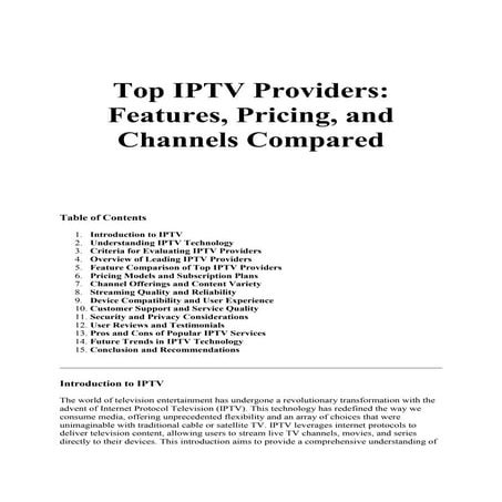 Top IPTV Providers: Features, Pricing, and Channels Compared