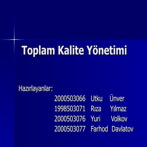 Total Quality Management, Toplam Kalite Yönetimi 2