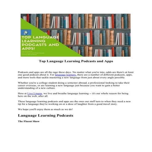 Top Language Learning Podcasts and Apps
