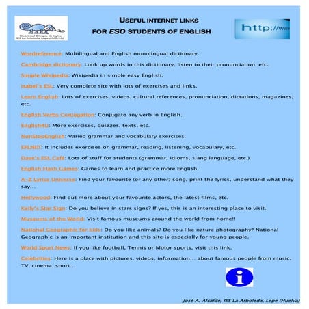 Top links to learn English (ESO students)