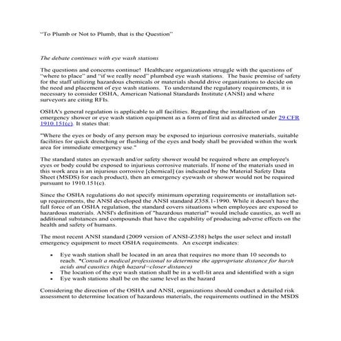 To Plumb or Not to Plumb, that is the Question