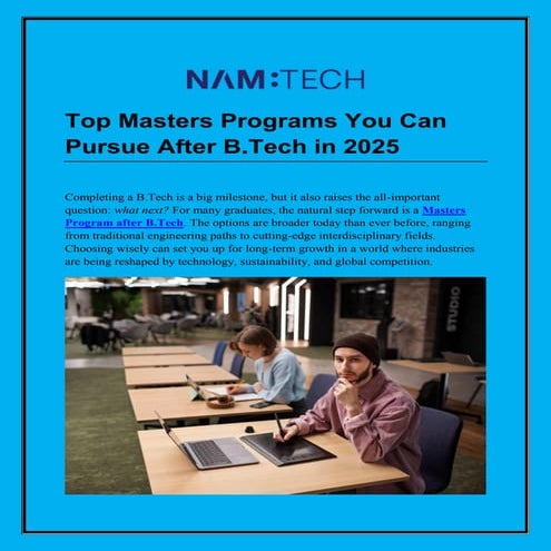 Top Masters Programs You Can Pursue After B.Tech in 2025