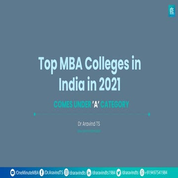Top mba colleges in india in 2021 'A' category