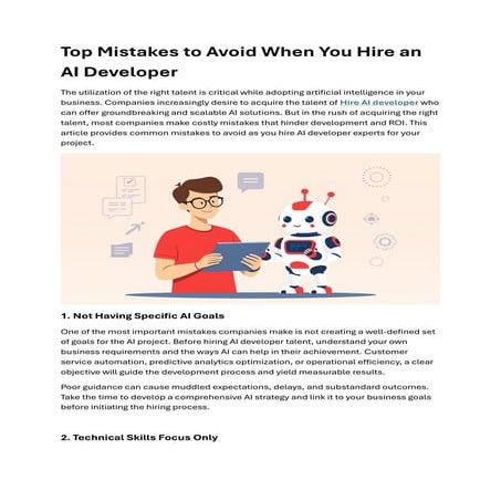 Top Mistakes to Avoid When You Hire an AI Developer