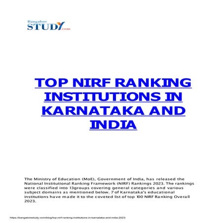 List of Top NIRF Ranking Institutions in Karnataka and India.pdf