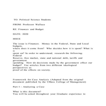  TO Political Science StudentsFROM Professor Wallace