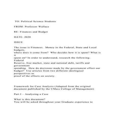  TO Political Science StudentsFROM Professor Wallace.docx