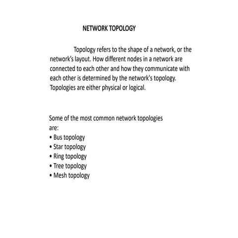 various network topologies use in computer