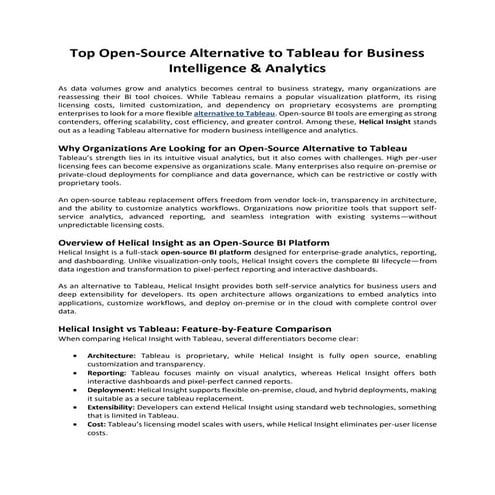 Top Open-Source Alternative to Tableau for Business Intelligence ...