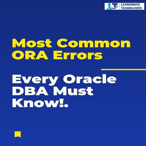 Top Oracle DBA Errors with solutions and cause | PDF
