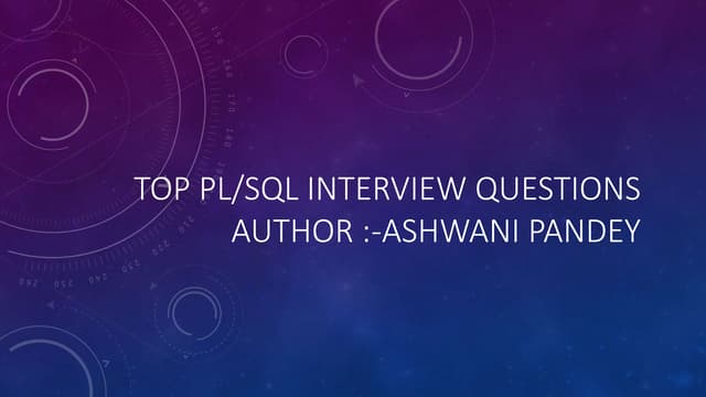 Best Pl/sql SQL Interview Questions