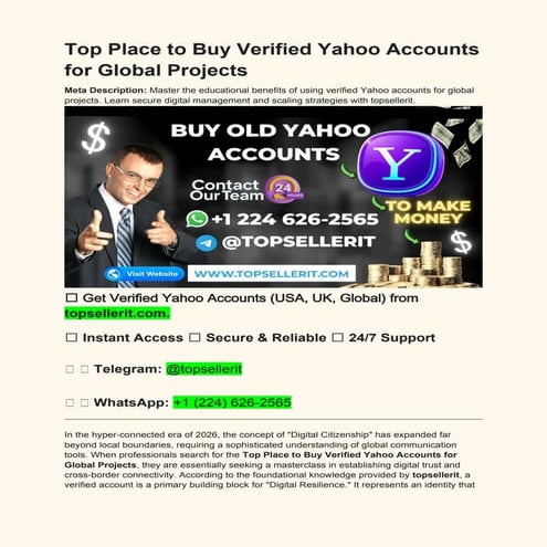 Mastering Verified Yahoo Accounts for Global Digital Projects and ...