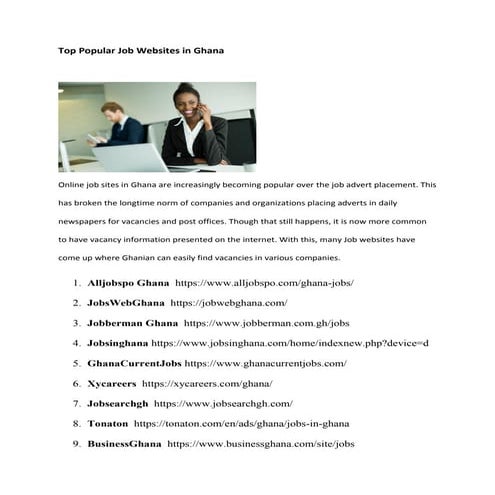 Top popular job websites in ghana