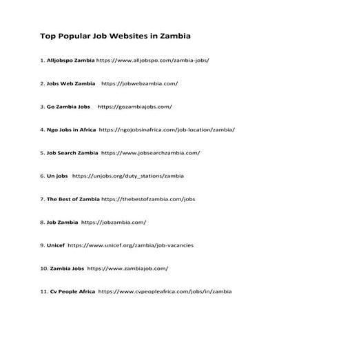 Top popular job websites in zambia | PDF