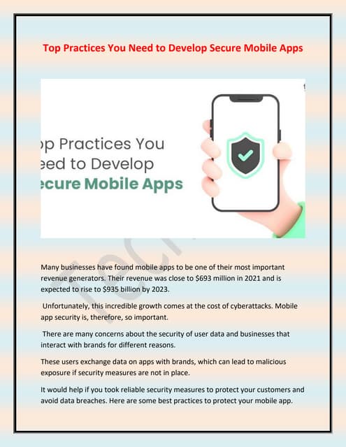 Top Practices You Need To Develop Secure Mobile Apps.