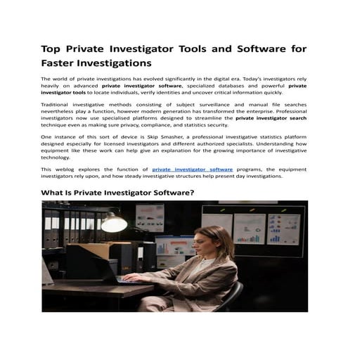 Top Private Investigator Tools and Software for Faster Investigations | PDF