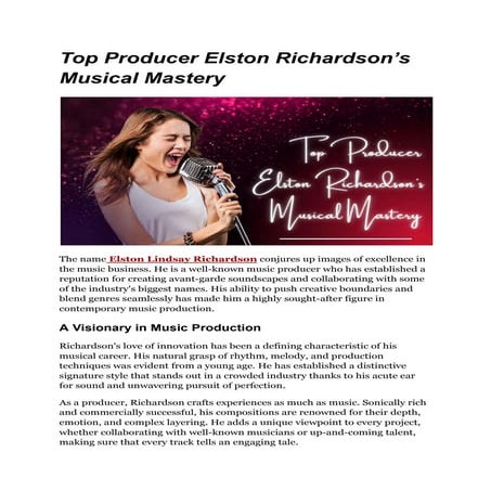 The Genius of Elston Lindsay Richardson: Crafting Unique Sound Worlds | PDF