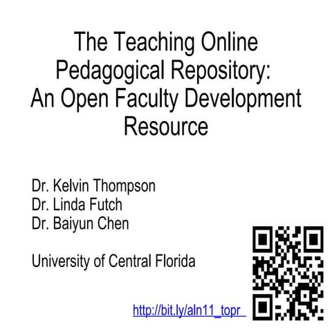 Teaching Online Pedagogical Repository: An Open Faculty Development Resource