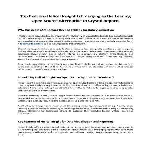 Top Reasons Helical Insight Is Emerging as the Leading Open Source ...