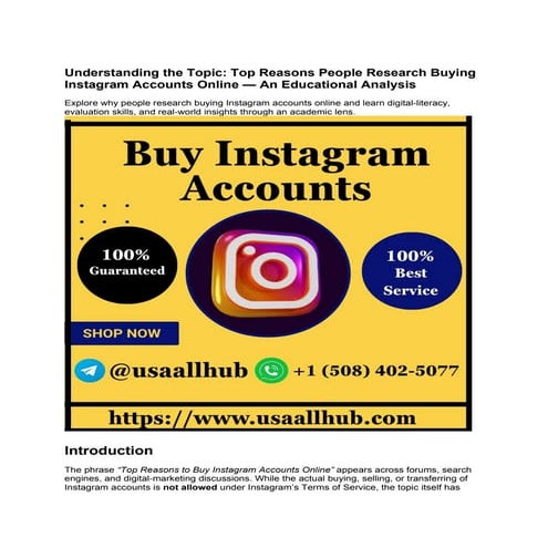 Top Reasons People Research Buying Instagram Accounts Online .docx