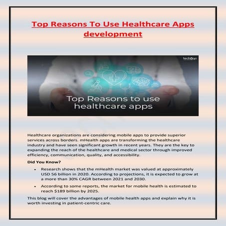 Top Reasons To Use Healthcare Apps development.